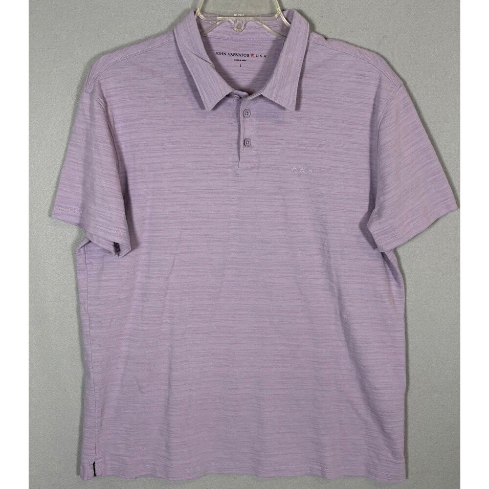 John Varvatos USA Polo Shirt Mens L Purple Slub Cotton Casual Summer